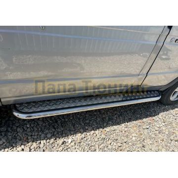 Пороги с накладным листом Папа Тюнинг d53 для Газ ГАЗель Соболь