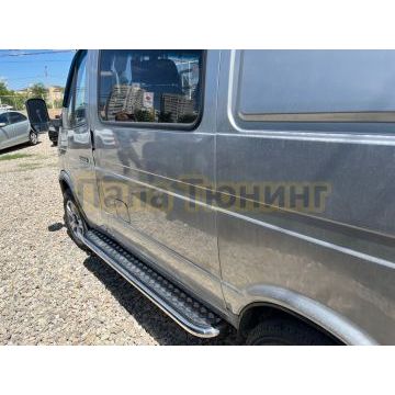 Пороги с накладным листом Папа Тюнинг d53 для Газ ГАЗель Соболь