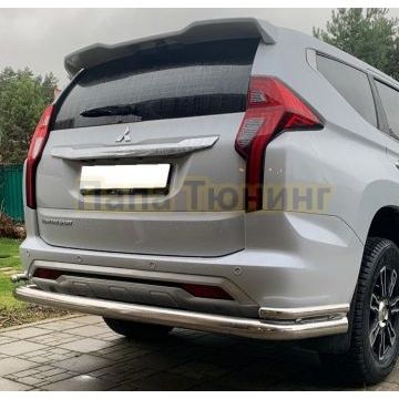 Защита заднего бампера угловая двой большая Папа Тюнинг d76/42 для Mitsubishi Pajero Sport 2021-