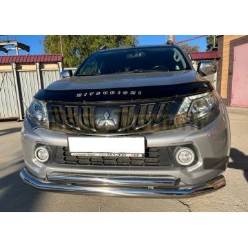 Защита переднего бампера двойная Папа Тюнинг d76/53 для Mitsubishi L200 2015-2019