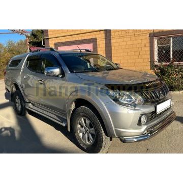 Защита переднего бампера двойная Папа Тюнинг d76/53 для Mitsubishi L200 2015-2019