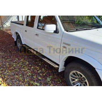 Пороги труба с проступью Папа Тюнинг d76 для Mazda BT50 2006-2011