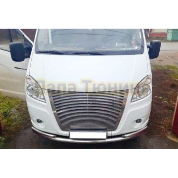 Защита переднего бампера двойная d60/42 Папа Тюнинг для ГАЗель Next 2014-