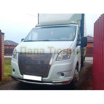 Защита переднего бампера двойная d60/42 Папа Тюнинг для ГАЗель Next 2014-