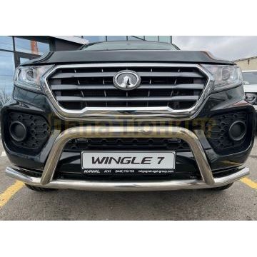 Защита переднего бампера одинарная +низкая скоба d60/53 Папа Тюнинг для Great Wall Wingle 7 2020-