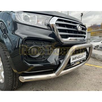 Защита переднего бампера одинарная +низкая скоба d60/53 Папа Тюнинг для Great Wall Wingle 7 2020-