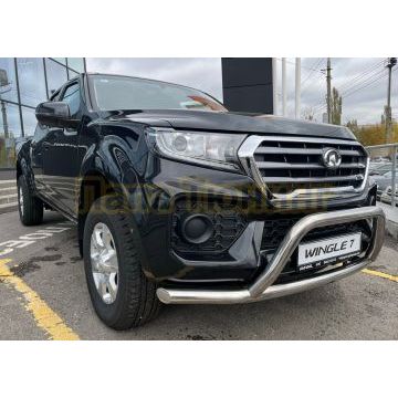 Защита переднего бампера одинарная +низкая скоба d60/53 Папа Тюнинг для Great Wall Wingle 7 2020-