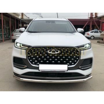 Защита переднего бампера Папа Тюнинг d60 для Chery Tiggo 8 Pro Max 2022-/Tiggo 8 Pro Max Рестайлинг 2024-