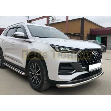 Защита переднего бампера Папа Тюнинг d60 для Chery Tiggo 8 Pro Max 2022-/Tiggo 8 Pro Max Рестайлинг 2024-