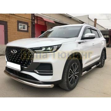 Защита переднего бампера Папа Тюнинг d60 для Chery Tiggo 8 Pro Max 2022-/Tiggo 8 Pro Max Рестайлинг 2024-