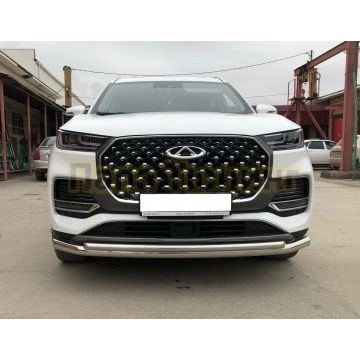 Защита переднего бампера двойная Папа Тюнинг d60/42 для Chery Tiggo 8 Pro Max 2022-/Tiggo 8 Pro Max Рестайлинг 2024-