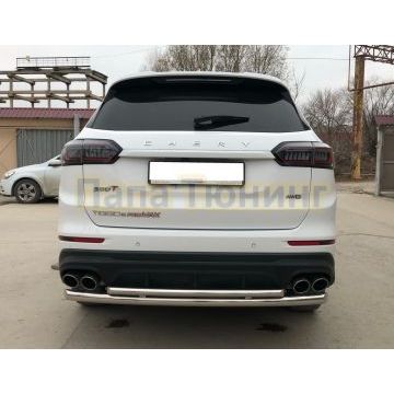 Защита заднего бампера двойная Папа Тюнинг d60/42 для Chery Tiggo 8 Pro Max 2022-/Tiggo 8 Pro Max Рестайлинг 2024-