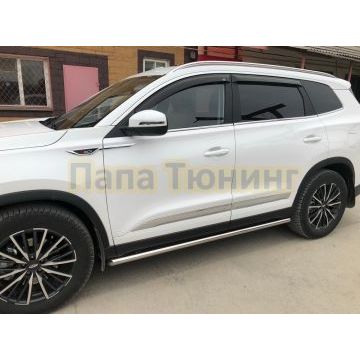 Защита штатного порога труба Папа Тюнинг d60 для Chery Tiggo 8 Pro Max 2022-/Tiggo 8 Pro Max Рестайлинг 2024-
