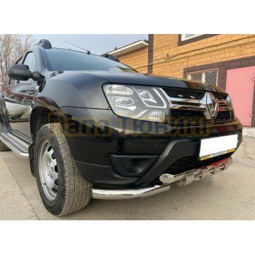 Защита переднего бампера G с подгибами Папа Тюнинг d60/60 для Renault Duster 2015-2021
