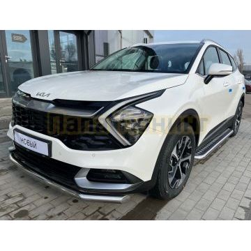 Пороги с накладным листом d53 Папа Тюнинг для Kia Sportage 5 2022- комплектация GT-Line (кроме комплектации Style и X-Line)