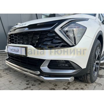 Защита переднего бампера двойная d60/42 Папа Тюнинг для Kia Sportage 5 2022- комплектация GT-Line (кроме комплектации Style и X-Line)