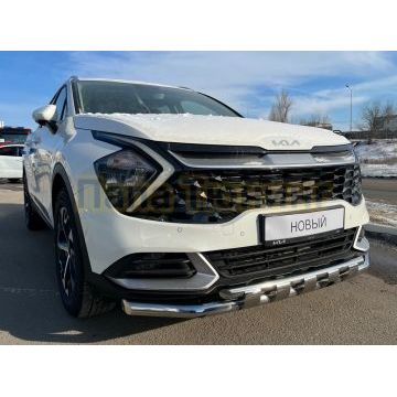 Защита переднего бампера двойная с перемычками d60/42 Папа Тюнинг для Kia Sportage 5 2022- комплектация GT-Line (кроме комплектации Style и X-Line)