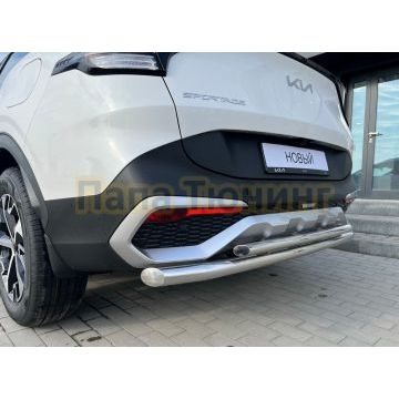 Защита заднего бампера двойная d60/42 Папа Тюнинг для Kia Sportage 5 2022- комплектация GT-Line (кроме комплектации Style и X-Line)