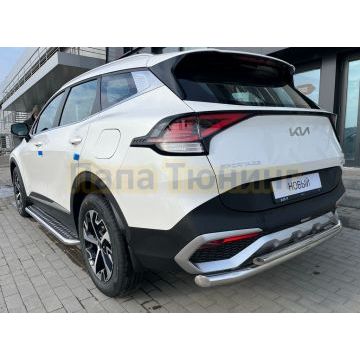 Защита заднего бампера двойная d60/42 Папа Тюнинг для Kia Sportage 5 2022- комплектация GT-Line (кроме комплектации Style и X-Line)