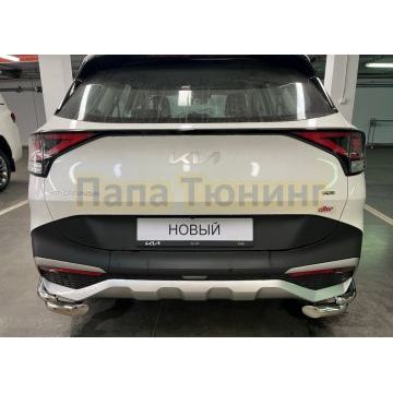 Защита заднего бампера угловая двойная d60/42 Папа Тюнинг для Kia Sportage 5 2022-комплектация GT-Line (кроме комплектации Style и X-Line)