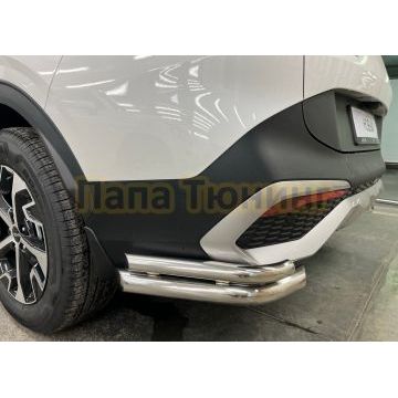 Защита заднего бампера угловая двойная d60/42 Папа Тюнинг для Kia Sportage 5 2022-комплектация GT-Line (кроме комплектации Style и X-Line)