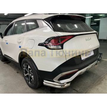 Защита заднего бампера угловая двойная d60/42 Папа Тюнинг для Kia Sportage 5 2022-комплектация GT-Line (кроме комплектации Style и X-Line)
