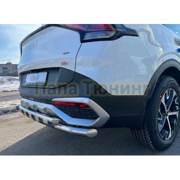 Защита заднего бампера двойная с перемычками d60/42 Папа Тюнинг для Kia Sportage 5 2022-комплектация GT-Line (кроме комплектации Style и X-Line)