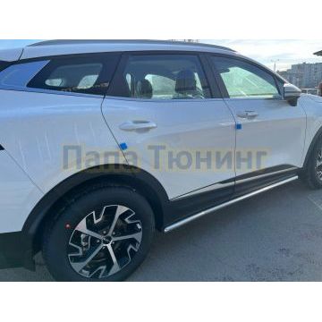 Защита штатного порога труба d53 Папа Тюнинг для Kia Sportage 5 2022- комплектация GT-Line (кроме комплектации Style и X-Line)