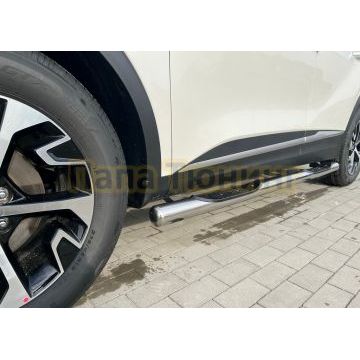 Пороги труба с проступью d76 Папа Тюнинг для Kia Sportage 5 2022- комплектация GT-Line (кроме комплектации Style и X-Line)