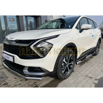 Пороги труба с проступью d76 Папа Тюнинг для Kia Sportage 5 2022- комплектация GT-Line (кроме комплектации Style и X-Line)
