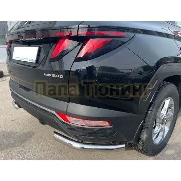 Защита заднего бампера угловая d60 Папа Тюнинг для Hyundai Tucson 2021-