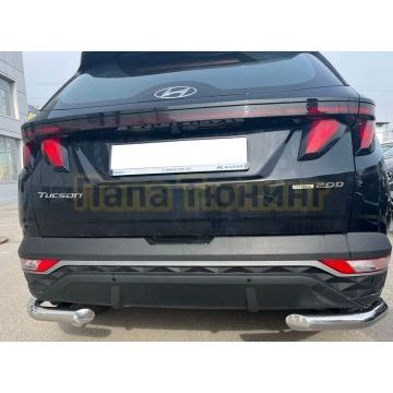 Защита заднего бампера угловая d60 Папа Тюнинг для Hyundai Tucson 2021-