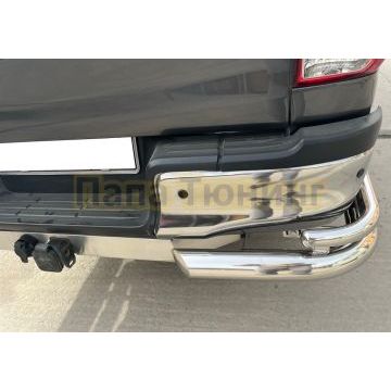 Защита заднего бампера угловая двойная под фаркоп (PT GROUP ТСУ(арт. 09121501)) d76/42 Папа Тюнинг для Toyota Hilux 2015-2018