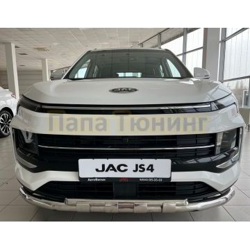 Защита переднего бампера двойная с перемычками d60/42 Папа Тюнинг для JAC JS4 2022-
