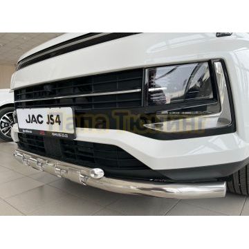Защита переднего бампера двойная с перемычками d60/42 Папа Тюнинг для JAC JS4 2022-