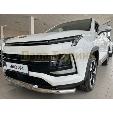 Защита переднего бампера двойная с перемычками d60/42 Папа Тюнинг для JAC JS4 2022-