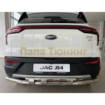 Защита заднего бампера двойная с перемычками d60/42 Папа Тюнинг для JAC JS4 2022-