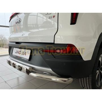Защита заднего бампера двойная с перемычками d60/42 Папа Тюнинг для JAC JS4 2022-