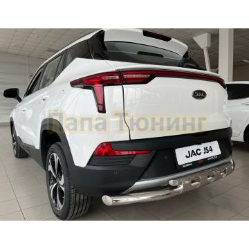 Защита заднего бампера двойная с перемычками d60/42 Папа Тюнинг для JAC JS4 2022-