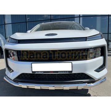 Защита переднего бампера двойная с перемычками d60/42 Папа Тюнинг для JAC JS6 2022-