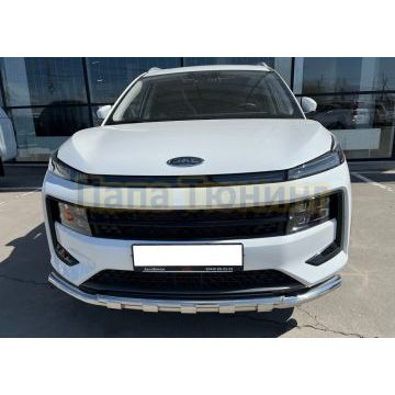 Защита переднего бампера двойная с перемычками d60/42 Папа Тюнинг для JAC JS6 2022-