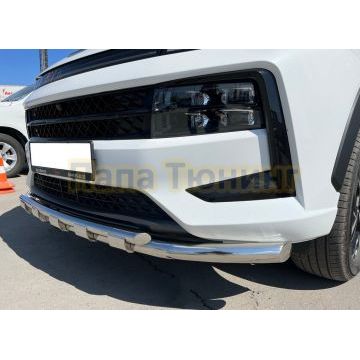 Защита переднего бампера двойная с перемычками d60/42 Папа Тюнинг для JAC JS6 2022-