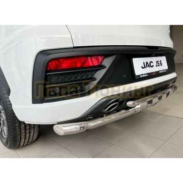 Защита заднего бампера двойная с перемычками d60/42 Папа Тюнинг для JAC JS6 2022-
