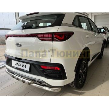 Защита заднего бампера двойная с перемычками d60/42 Папа Тюнинг для JAC JS6 2022-