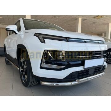 Защита переднего бампера двойная d60/42 Папа Тюнинг для Москвич 3 2023-