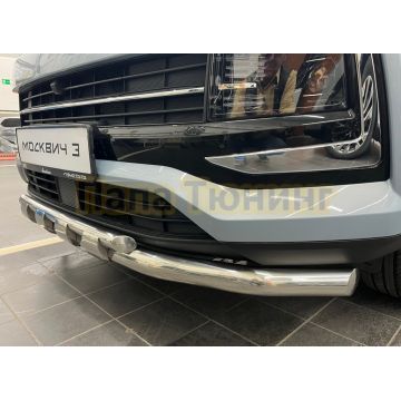 Защита переднего бампера двойная с перемычками d60/42 Папа Тюнинг для Москвич 3 2023-