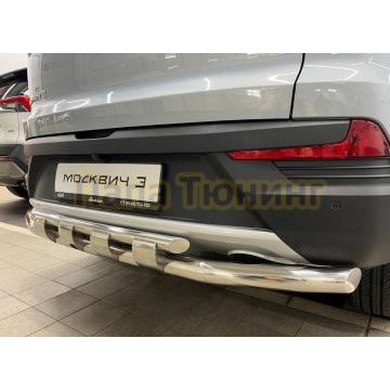 Защита заднего бампера двойная с перемычками d60/42 Папа Тюнинг для Москвич 3 2023-