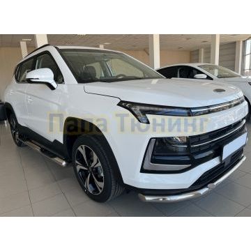 Пороги труба с проступью d76 Папа Тюнинг для Москвич 3 2023-