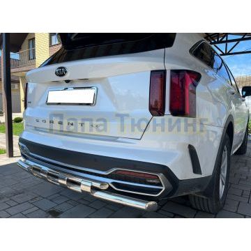 Защита заднего бампера двойная с перемычками d53/42 для Kia Sorento 2020-
