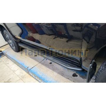Пороги алюминиевые Rival Premium для Mitsubishi L200/Fiat Fullback 2006-